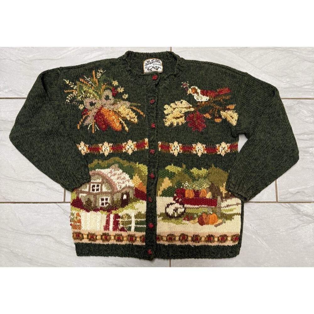 Vtg 90’s Hairloom Collection Women's Knit Sweater Autumn Harvest Sz Small Fall